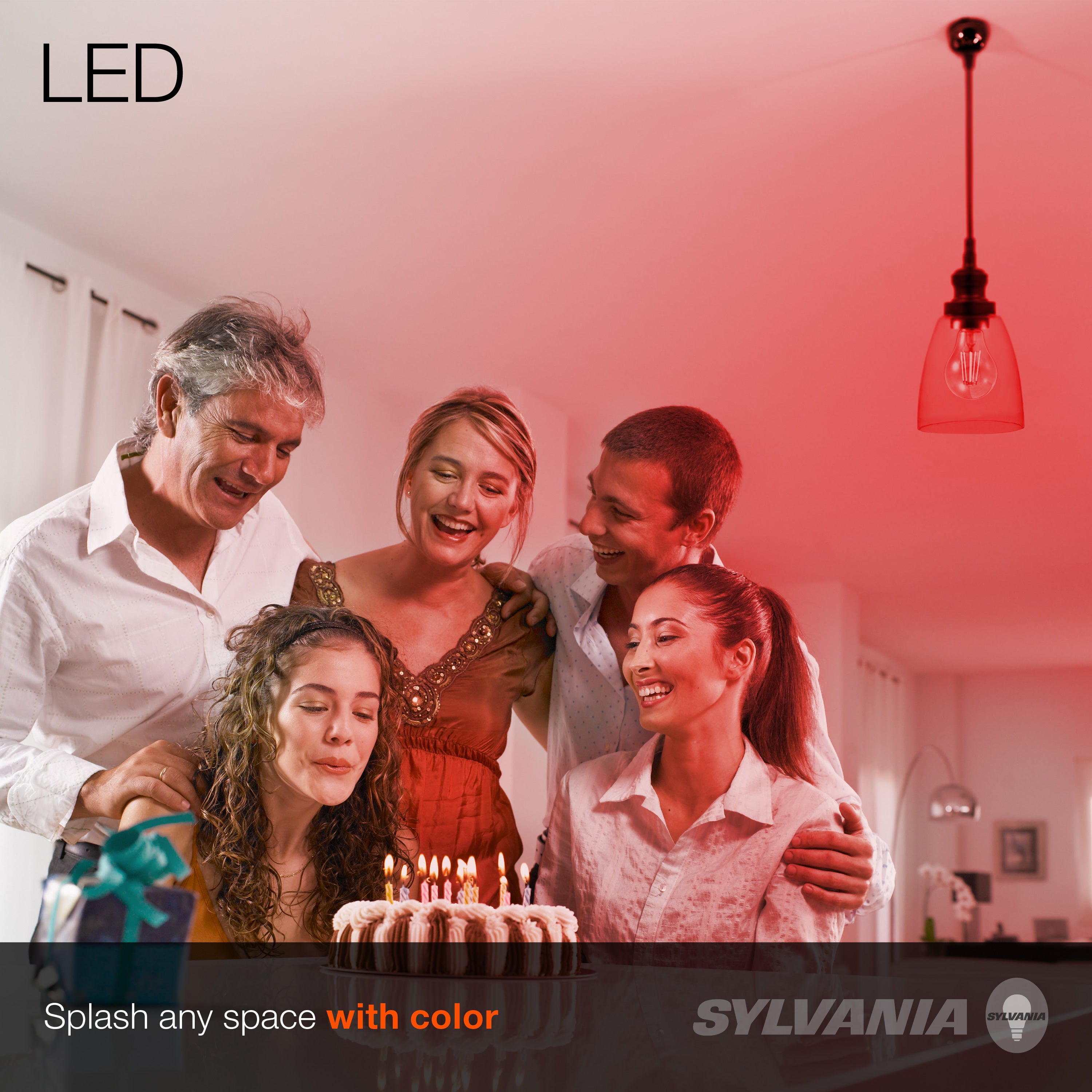 SYLVANIA LED Red Glass Filament A19 Light Bulb, 40W = 4.5W, Dimmable, E26 Medium Base - 1 PK