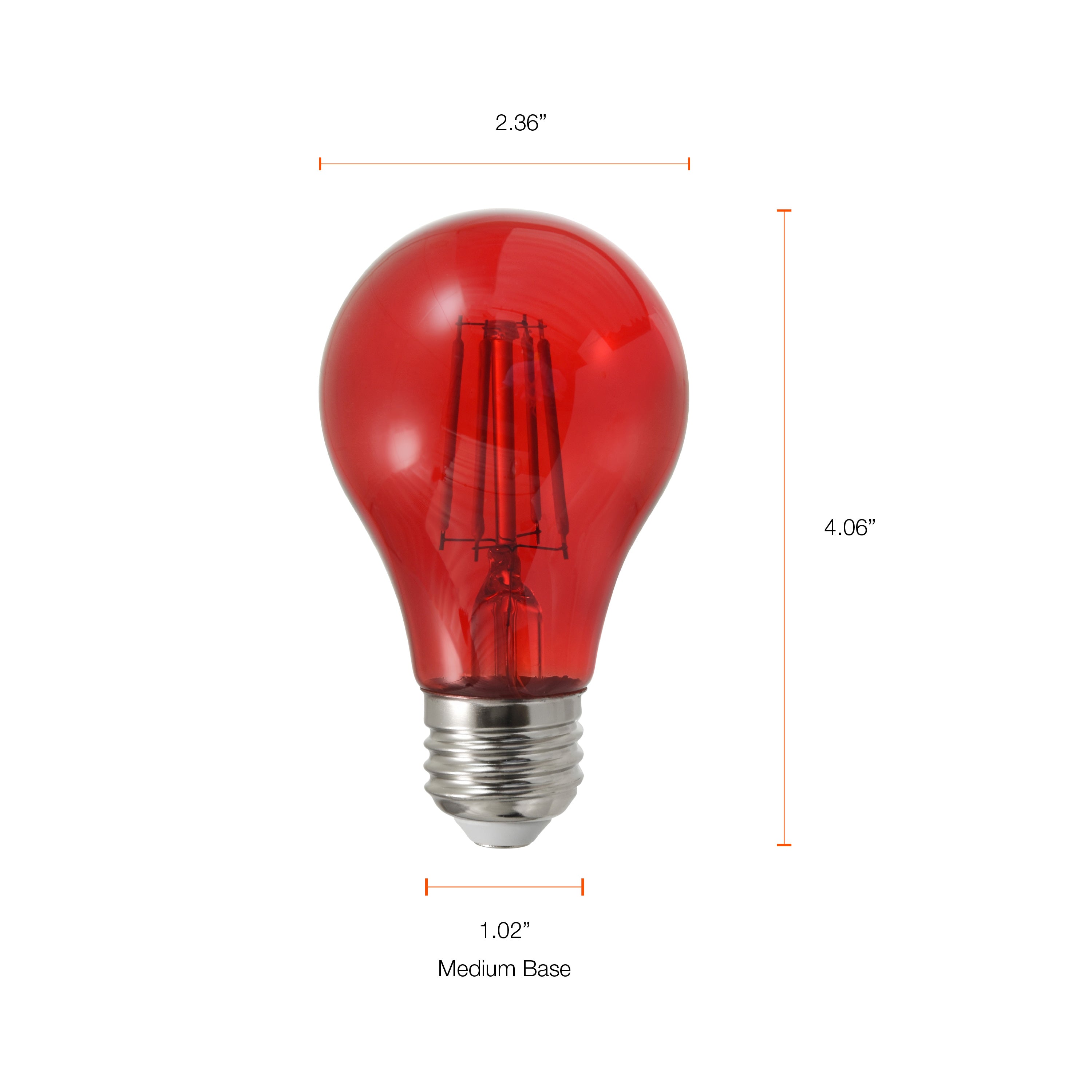 SYLVANIA LED Red Glass Filament A19 Light Bulb, 40W = 4.5W, Dimmable, E26 Medium Base - 1 PK