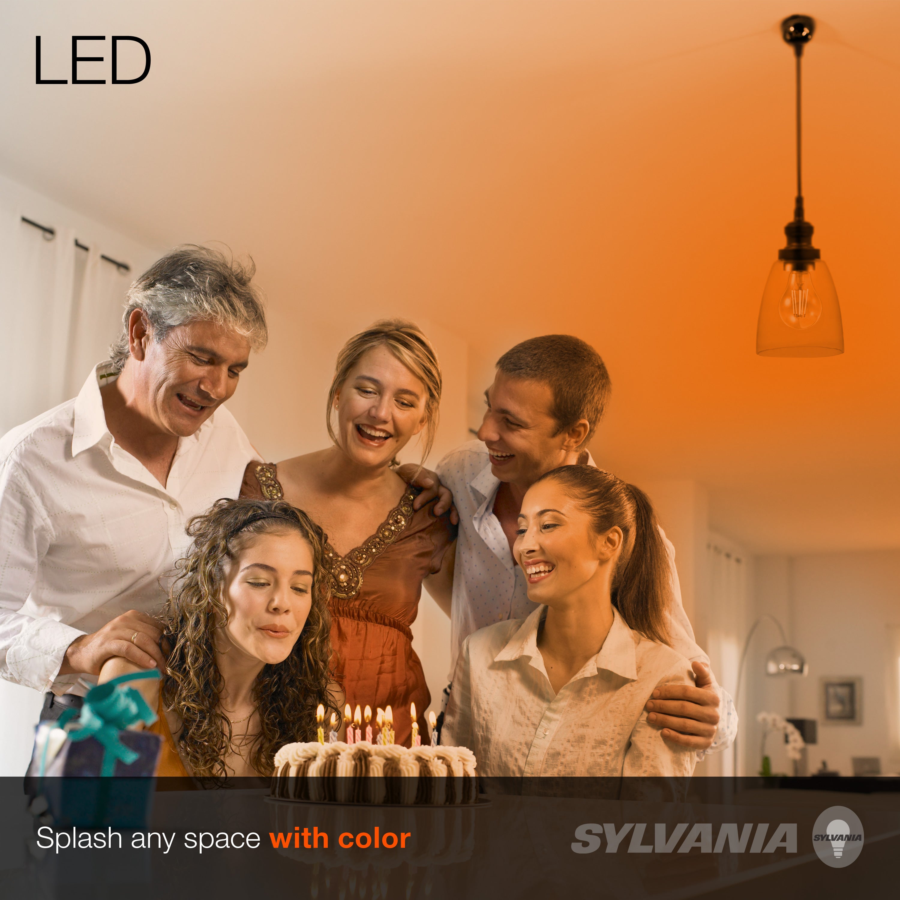 SYLVANIA LED Orange Glass Filament A19 Light Bulb, 40W = 4.5W, Dimmable, E26 Medium Base - 1 PK
