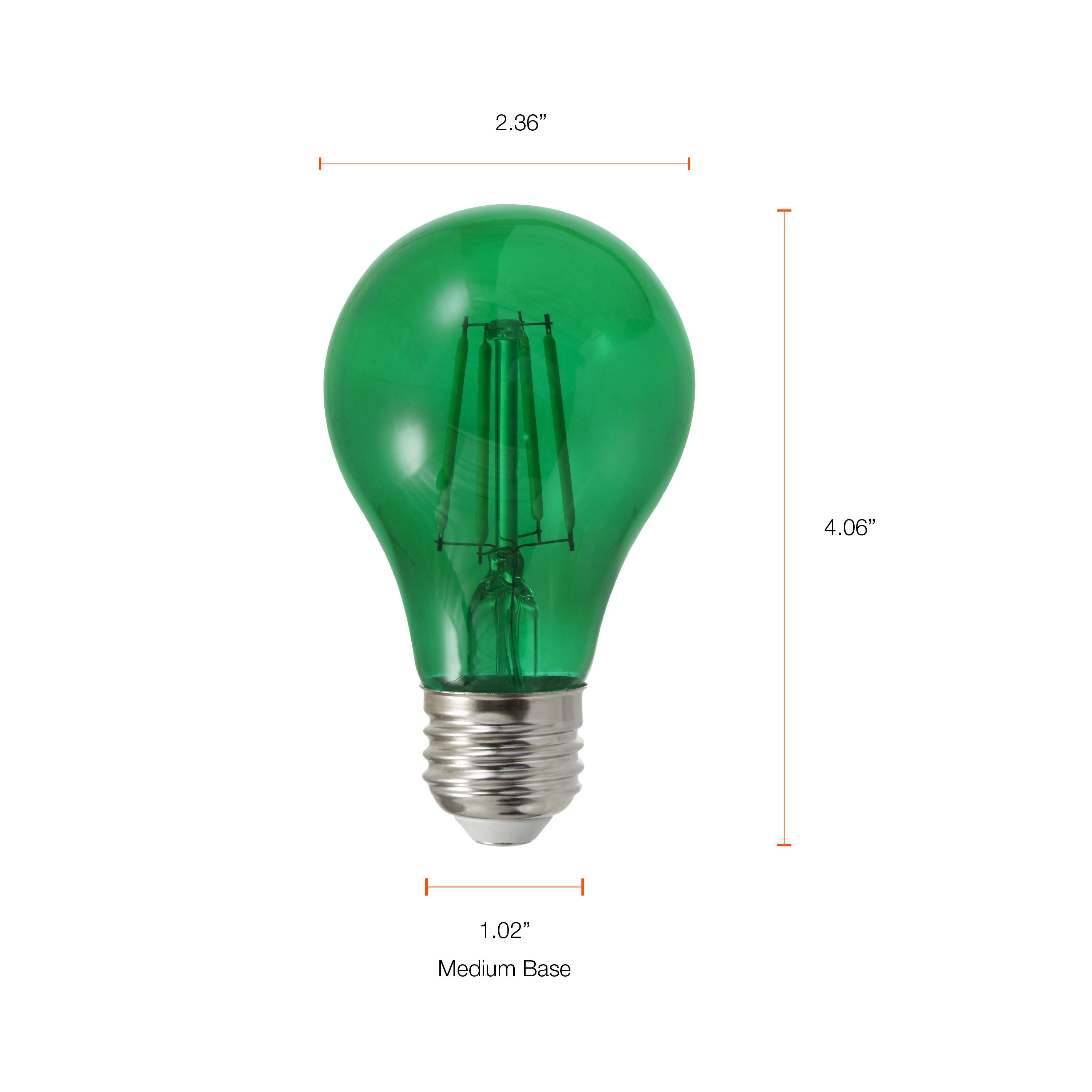 SYLVANIA LED Green Glass Filament A19 Light Bulb, 40W = 4.5W, Dimmable, E26 Medium Base - 6 Pk