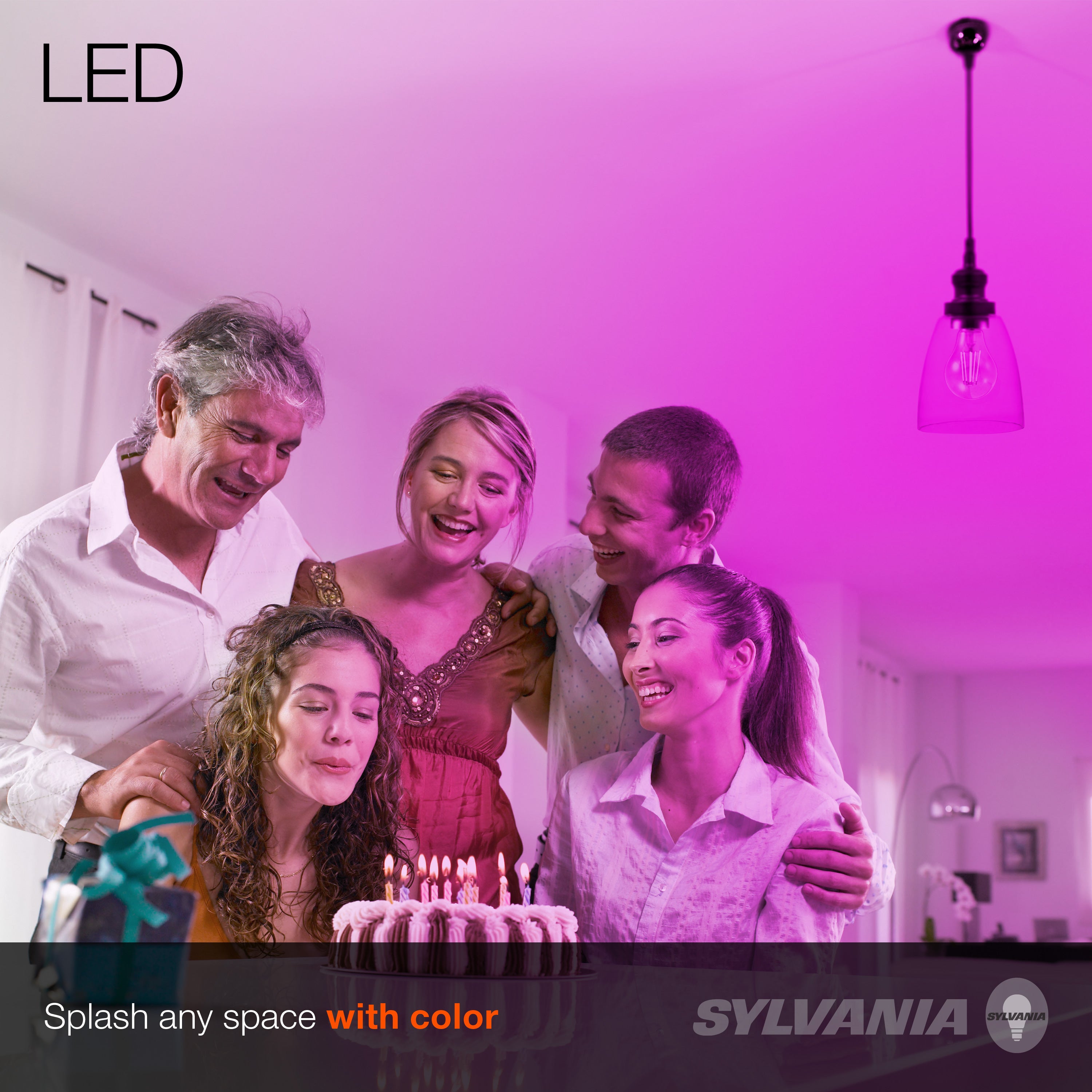 SYLVANIA LED Purple Glass Filament A19 Light Bulb, 40W = 4.5W, Dimmable, E26 Medium Base - 1 PK