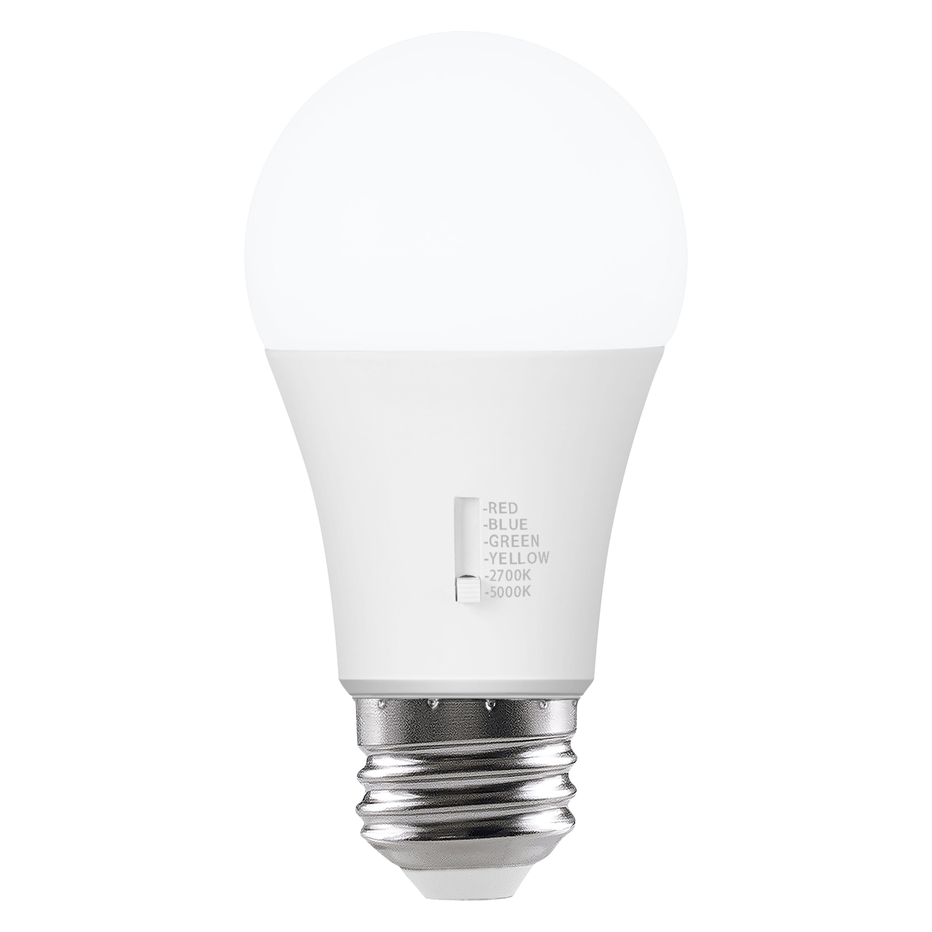 SYLVANIA 5 Color LED Light Bulb, Red / Blue / Green / Yellow / White, RGBW, 8W, A19, E26 Medium Base, 2700K/5000K