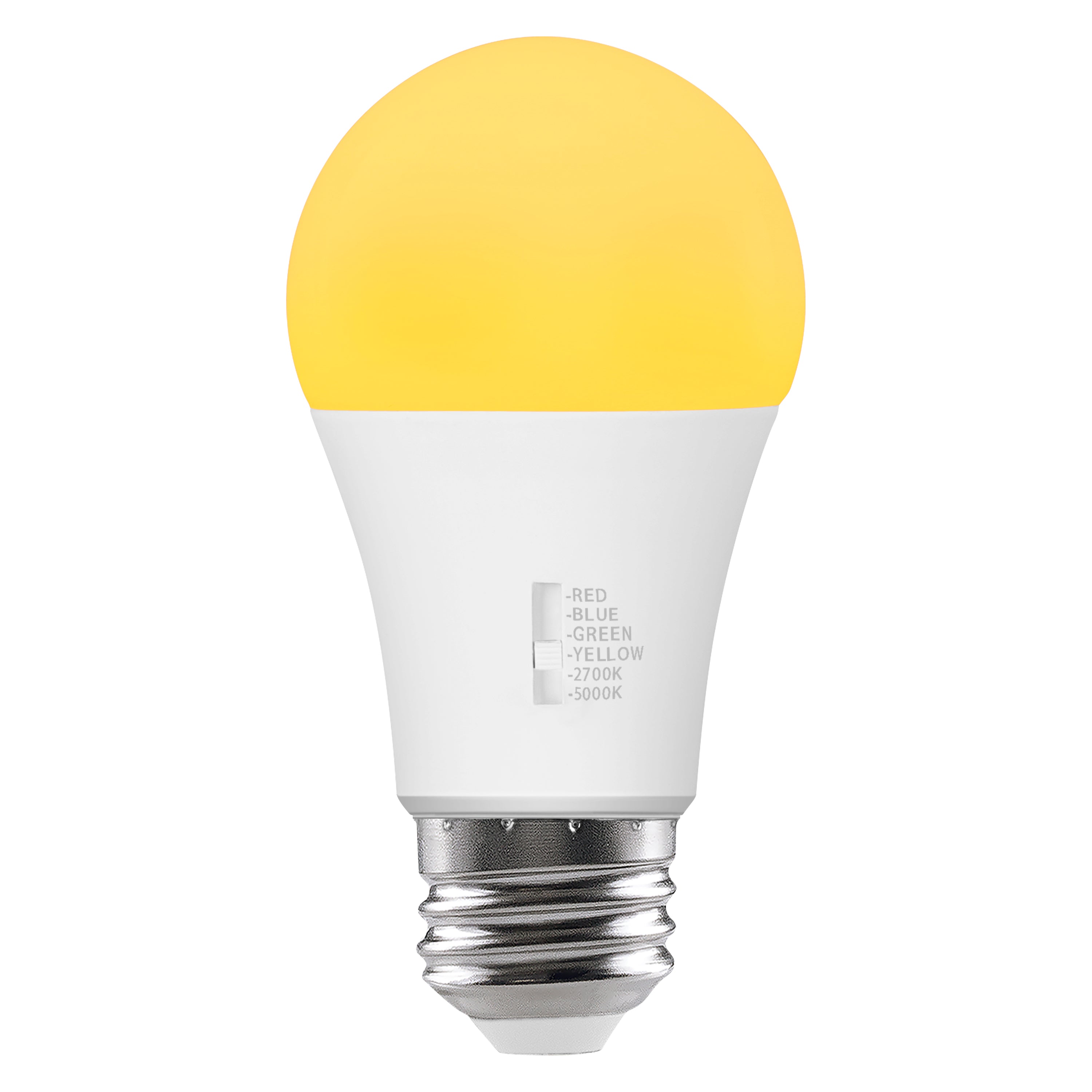 SYLVANIA 5 Color LED Light Bulb, Red / Blue / Green / Yellow / White, RGBW, 8W, A19, E26 Medium Base, 2700K/5000K