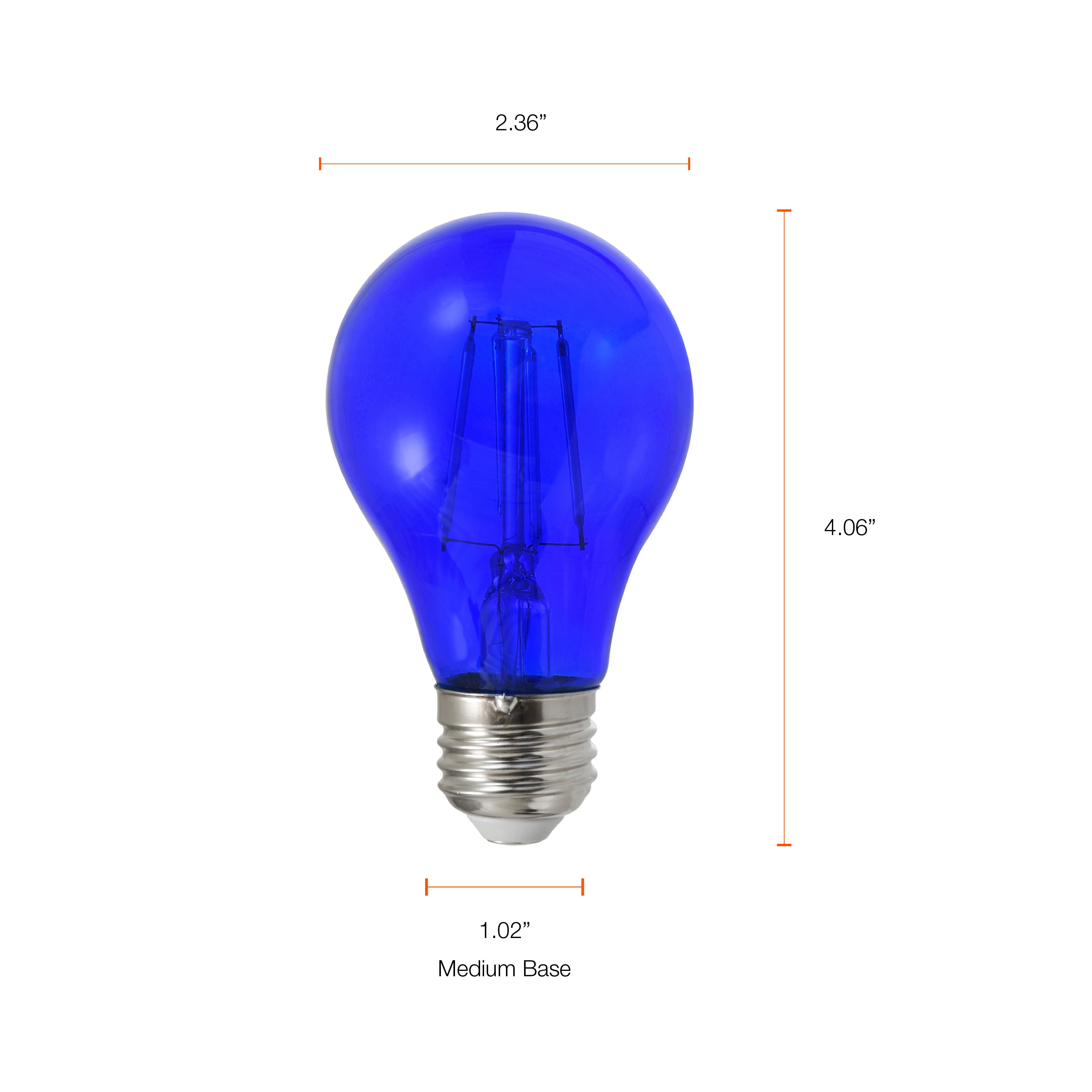 SYLVANIA LED Blue Glass Filament A19 Light Bulb,  40W = 4.5W, Dimmable, E26 Medium Base - 1Pk