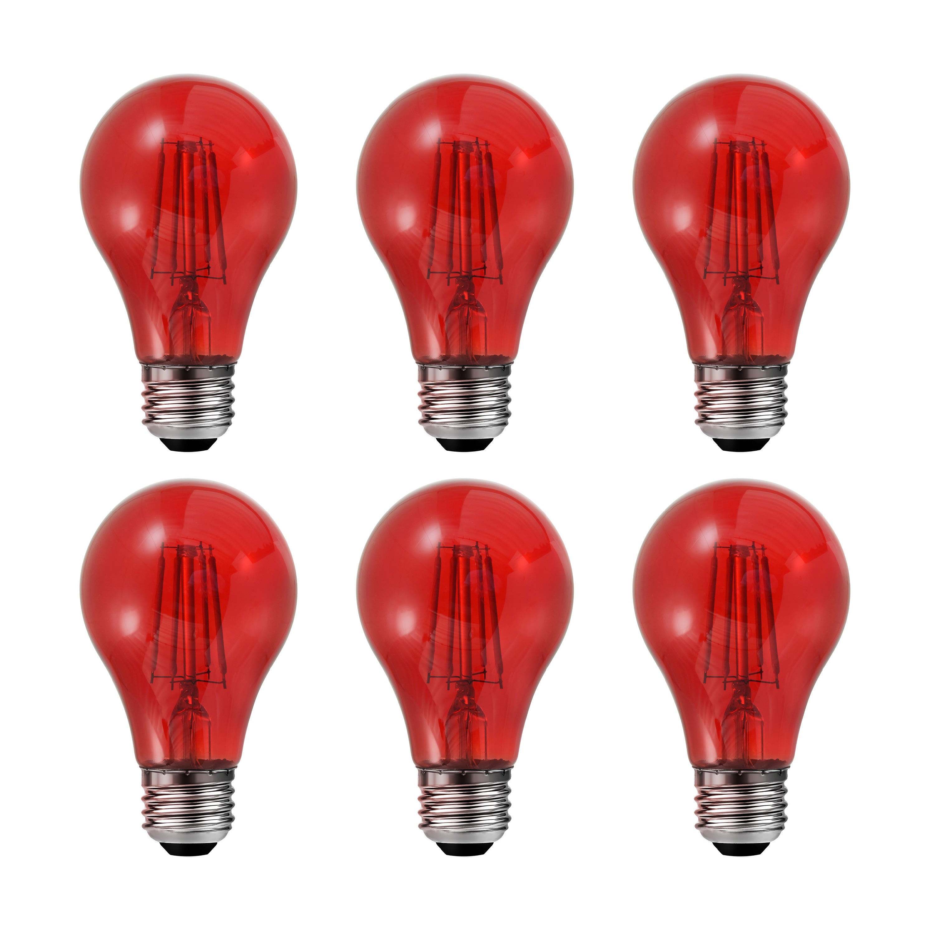 SYLVANIA LED Red Glass Filament A19 Light Bulb, 40W = 4.5W, Dimmable, E26 Medium Base - 6 Pk