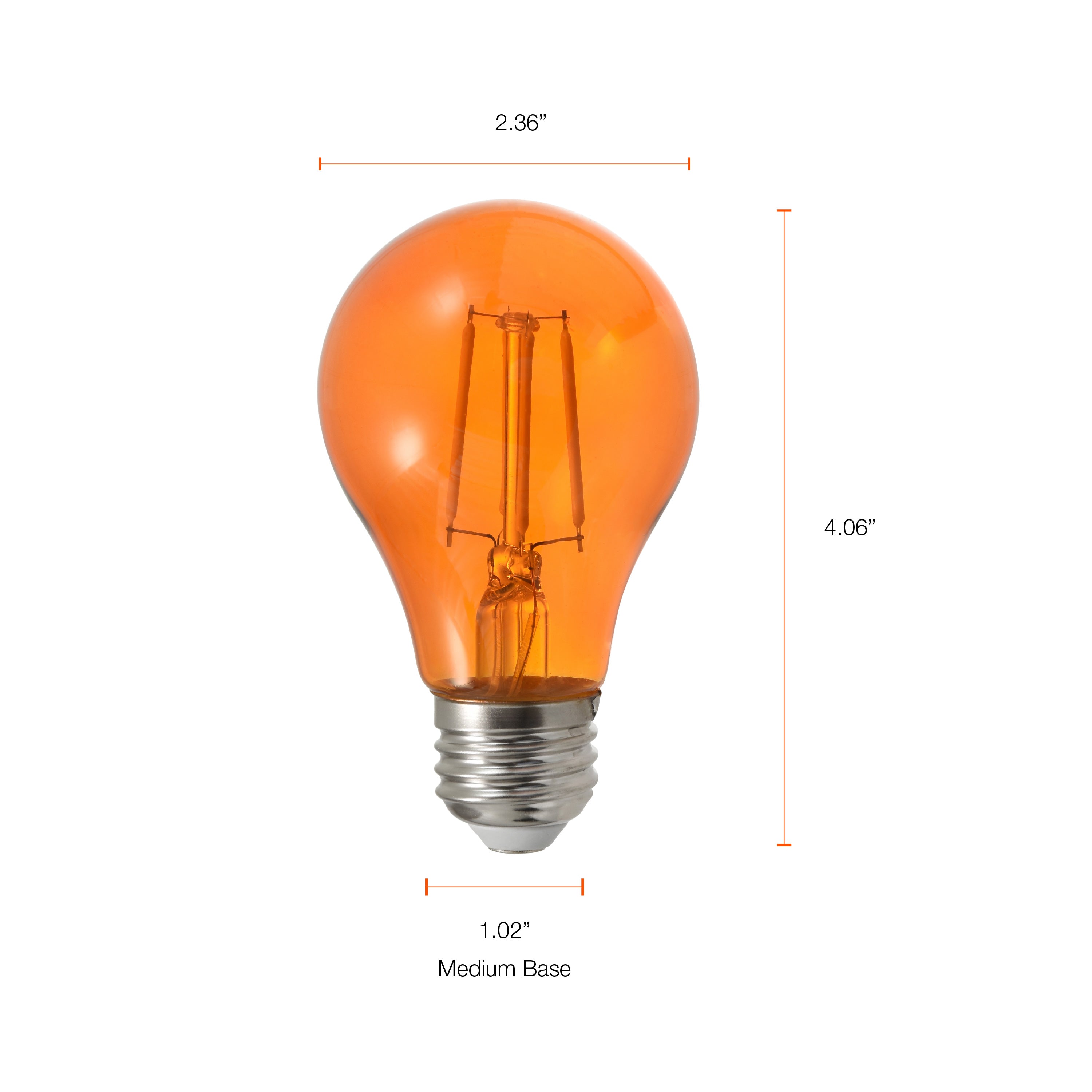 SYLVANIA LED Orange Glass Filament A19 Light Bulb,  40W = 4.5W, Dimmable, E26 Medium Base - 6 Pk