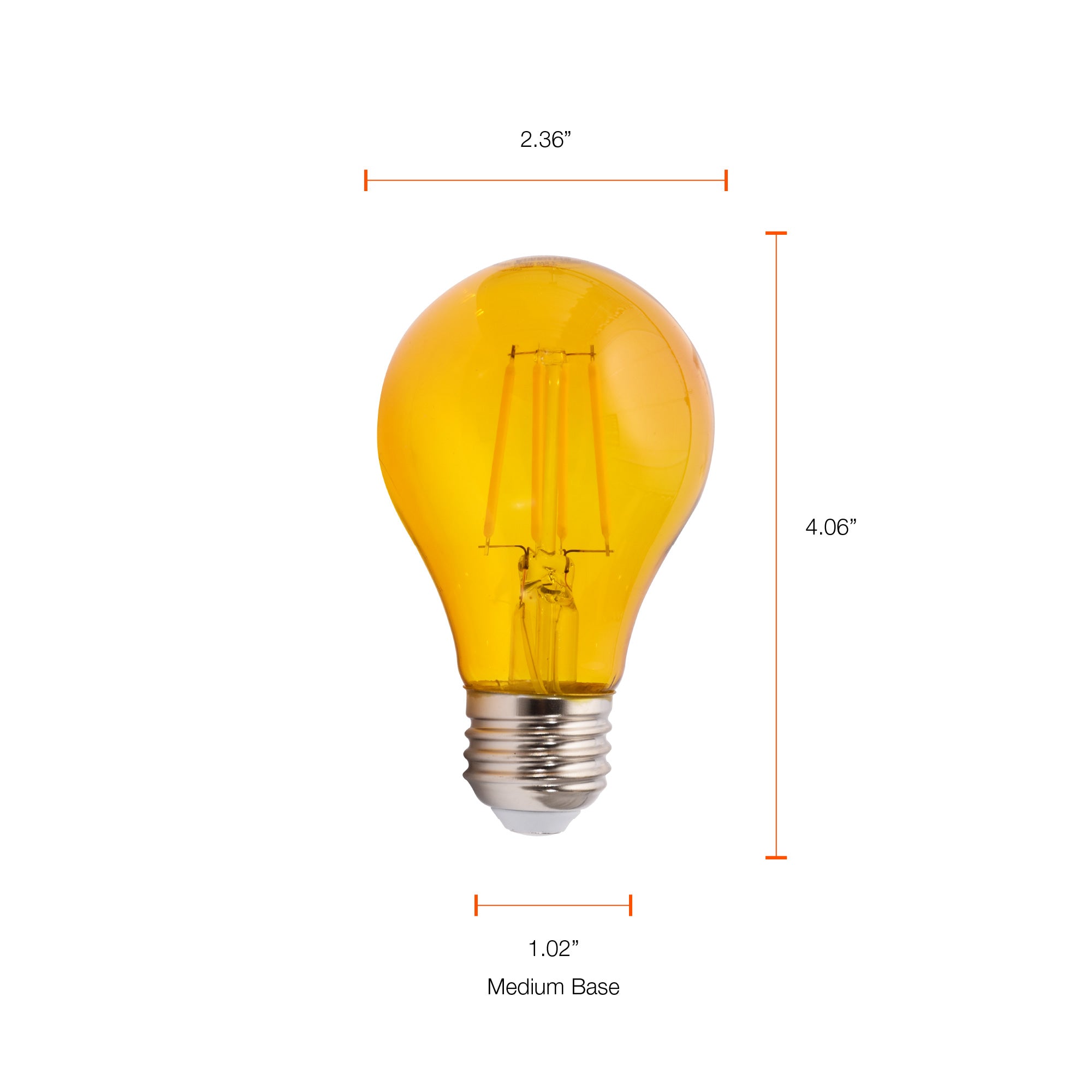 SYLVANIA LED Yellow Glass Filament A19 Light Bulb,  40W = 4.5W, Dimmable, E26 Medium Base - 6 Pk