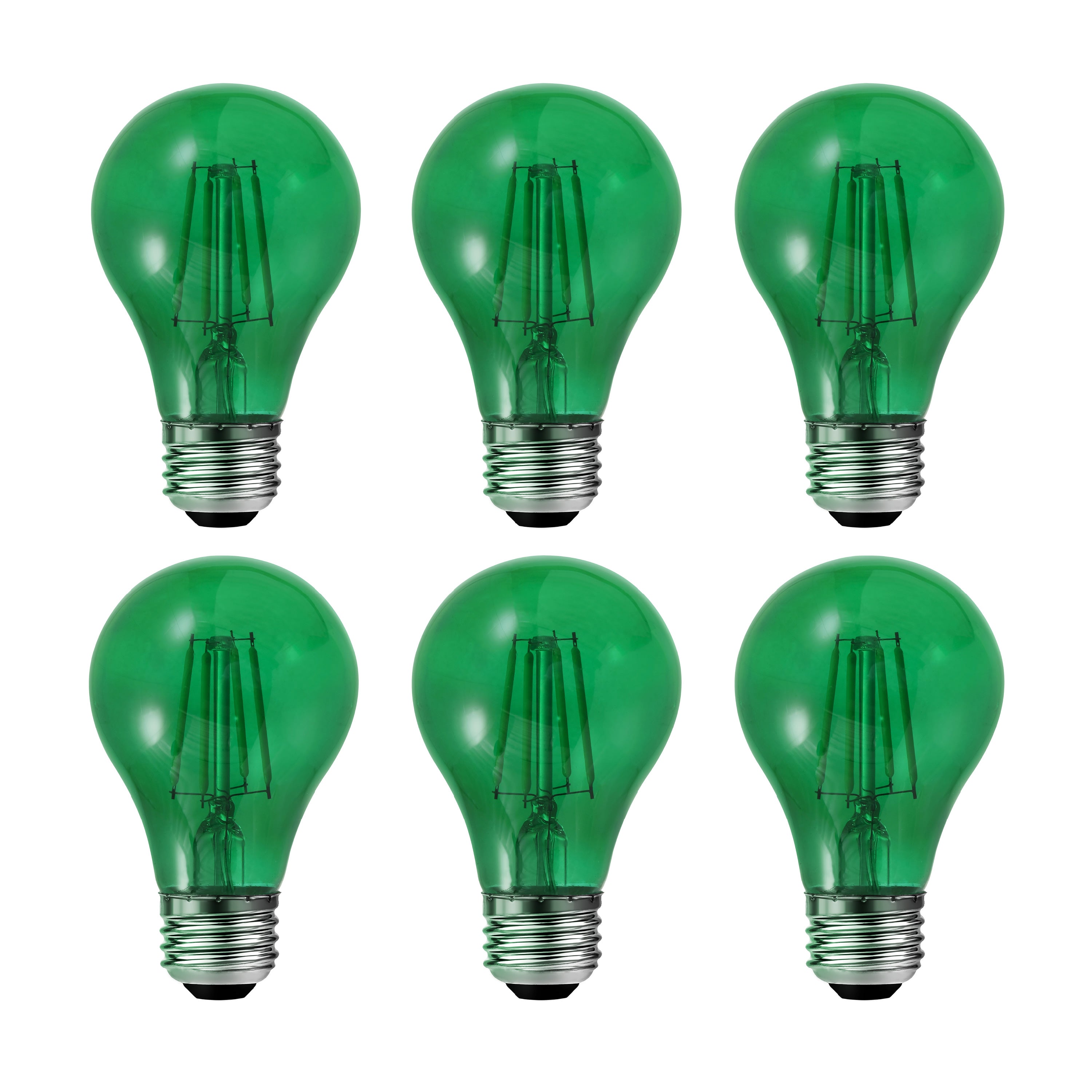 SYLVANIA LED Green Glass Filament A19 Light Bulb,  40W = 4.5W, Dimmable, E26 Medium Base - 6 Pk