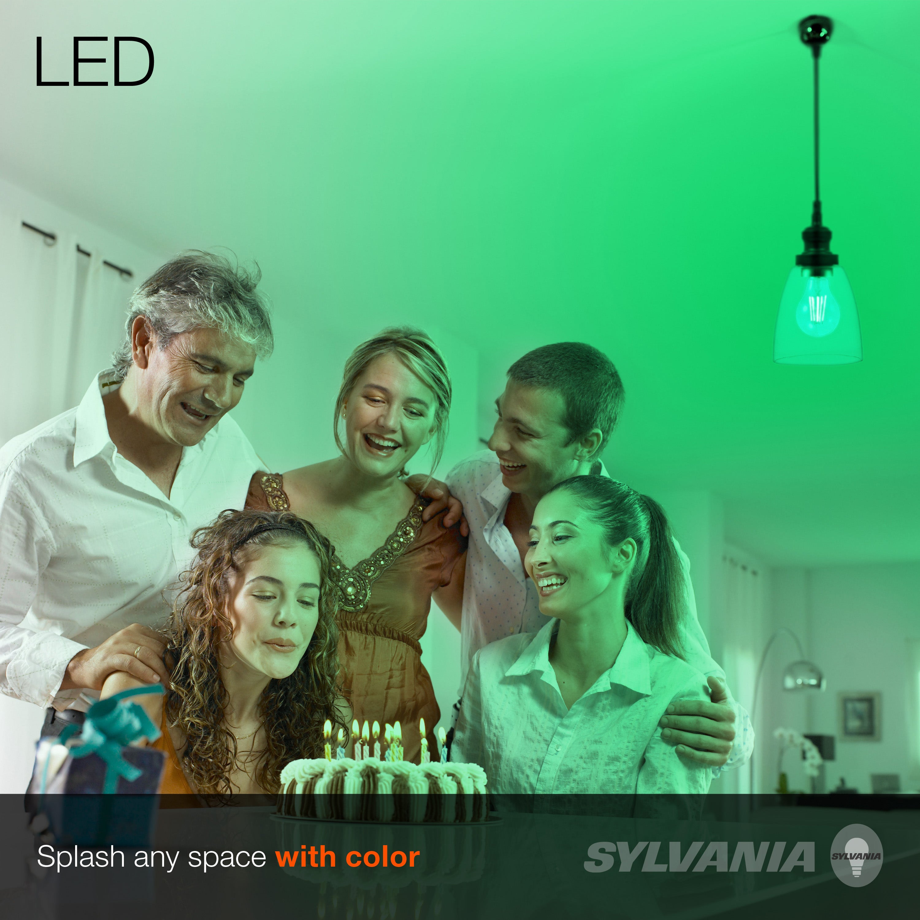 SYLVANIA LED Green Glass Filament A19 Light Bulb,  40W = 4.5W, Dimmable, E26 Medium Base - 6 Pk