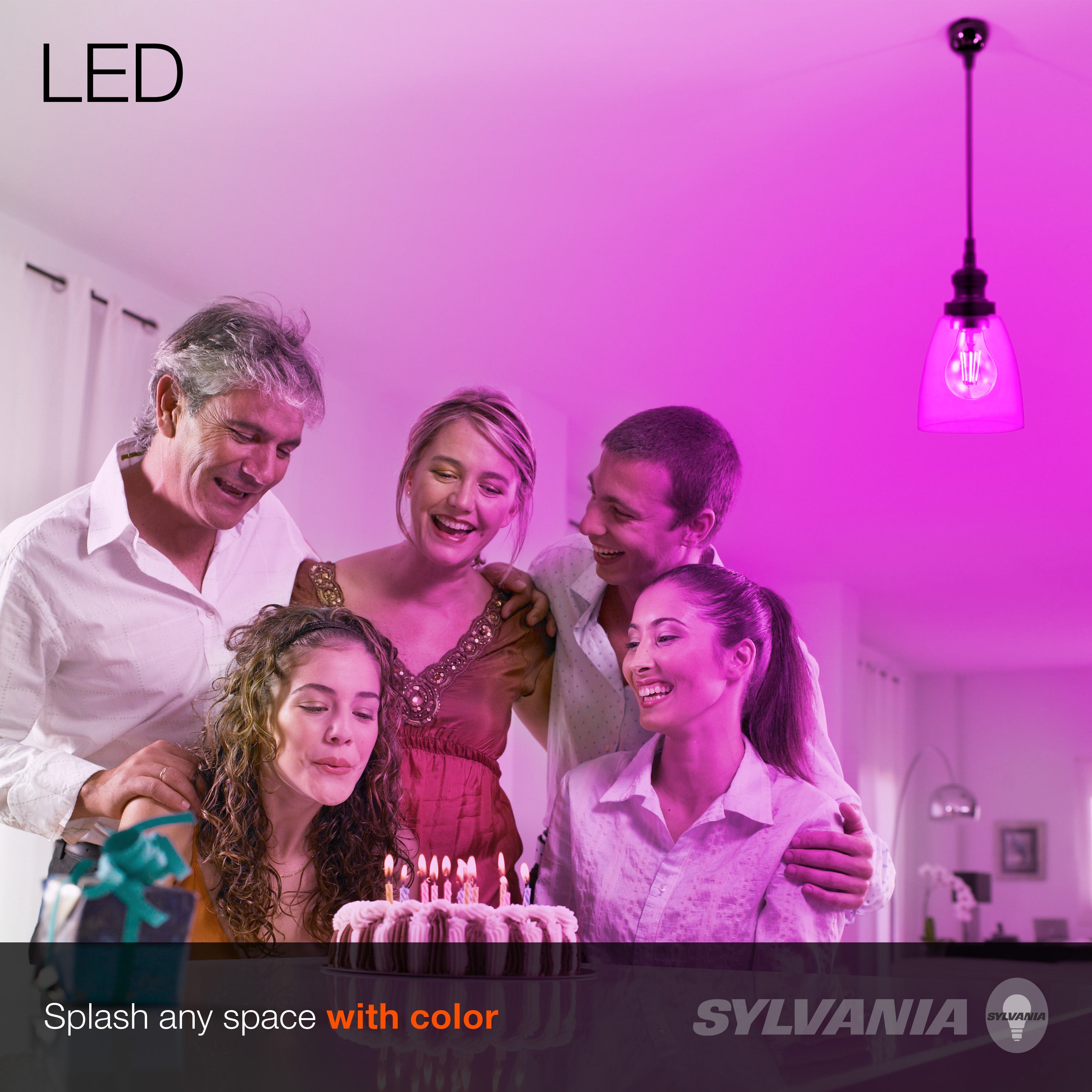 SYLVANIA LED Purple Glass Filament A19 Light Bulb,  40W = 4.5W, Dimmable, E26 Medium Base - 6 Pk